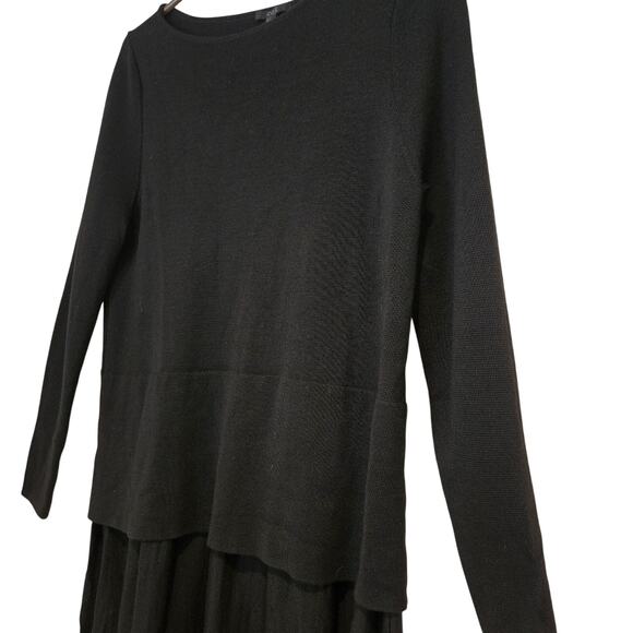 COS 100% Wool Black Knit Layered Tiered Long Sleeve Sweater Dress, Size Medium - Picture 3 of 6